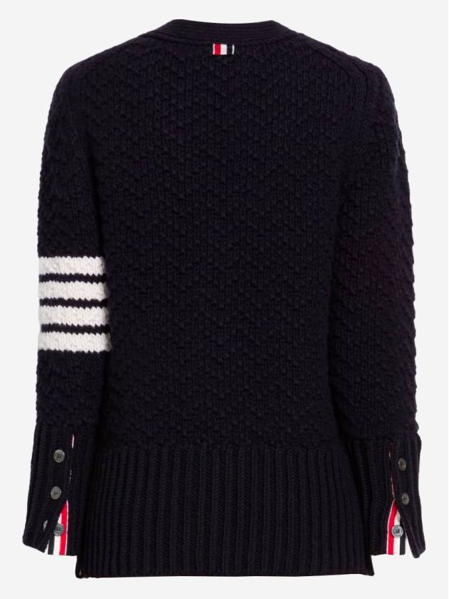 Chunky Link Merino 4 Bar VNeck Cardigan Navy - THOM BROWNE - BALAAN 3