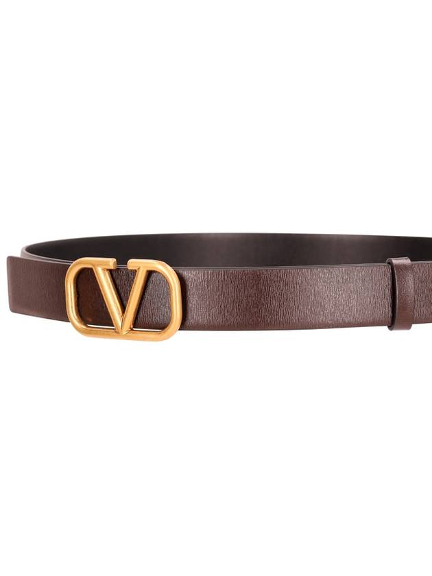 V Logo Signature Calfskin Leather Belt Brown - VALENTINO - BALAAN 3