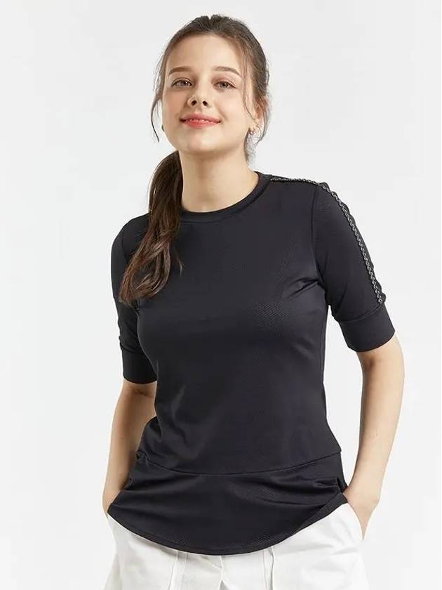 Golf Wear One Point Frill T-Shirt BLACK - WHITEBALL - BALAAN 5