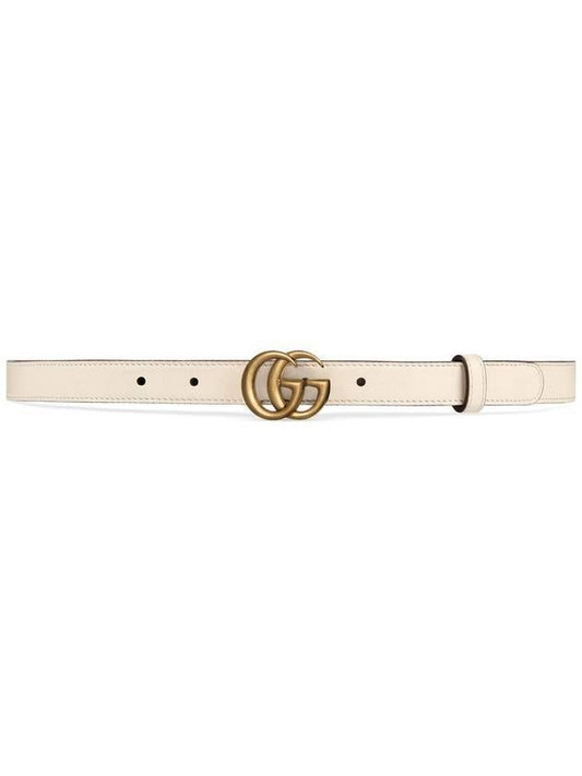 GG Marmont Double Buckle Thin Belt White - GUCCI - BALAAN 1