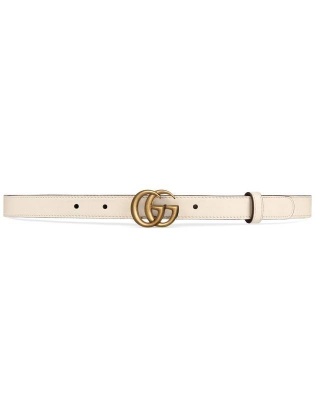 GG Marmont Double Buckle Thin Belt White - GUCCI - BALAAN 1
