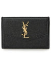 Uptown Grain De Poudre Embossed Leather Flap Card Case Black - SAINT LAURENT - BALAAN 2