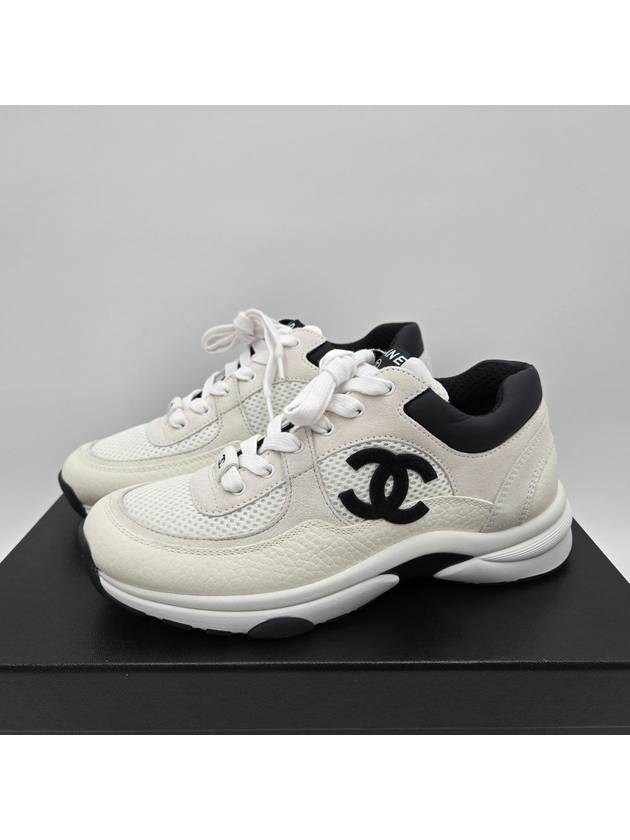 CC Logo Suede Tennis Low Top Sneakers Black - CHANEL - BALAAN 2