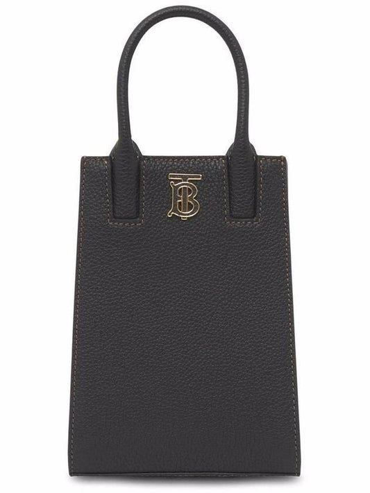 Frances Grainy Leather Mini Tote Bag Black - BURBERRY - BALAAN 1