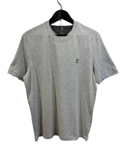 Crew Neck Regular Fit Short Sleeve T-Shirt Grey - BRUNELLO CUCINELLI - BALAAN 2