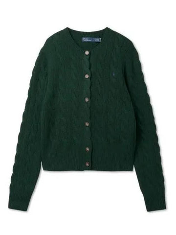 30 reward points W cable knit wool cashmere cardigan green - POLO RALPH LAUREN - BALAAN 1