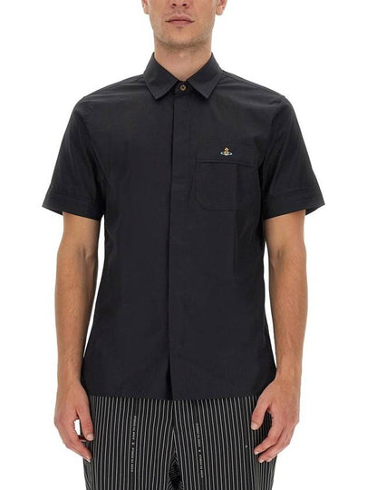 Men's Logo Classic Short Sleeve Shirt Black - VIVIENNE WESTWOOD - BALAAN 2