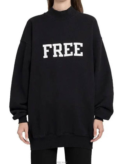 Women's Free Embroidery Distressed Sweatshirt Black - BALENCIAGA - BALAAN 2