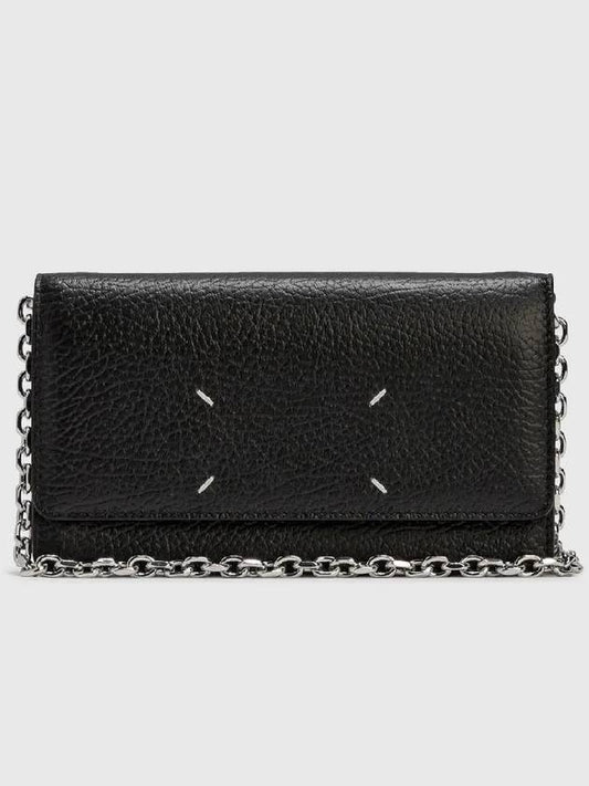 Logo Stitching Large Leather Chain Long Wallet Black - MAISON MARGIELA - BALAAN 2