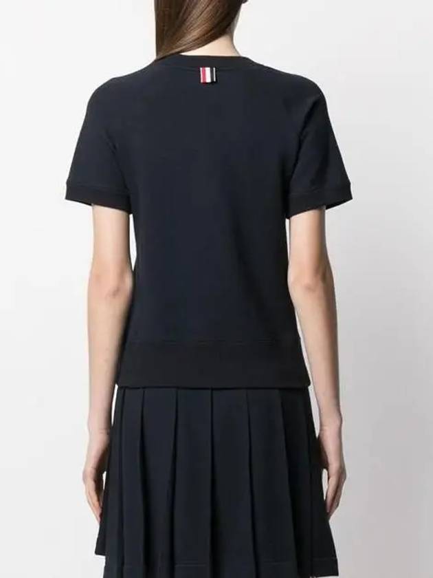 Women's Loopback Cotton Short Sleeve T-Shirt Navy - THOM BROWNE - BALAAN 5