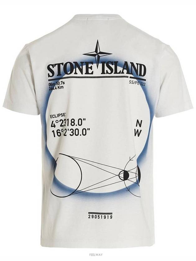 Solar Eclipse Print Short Sleeve T-Shirt Ice - STONE ISLAND - BALAAN 4