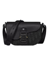 Mini Saddle Strap Grained Calfskin Oblique Jacquard Messenger Bag Black - DIOR - BALAAN 1