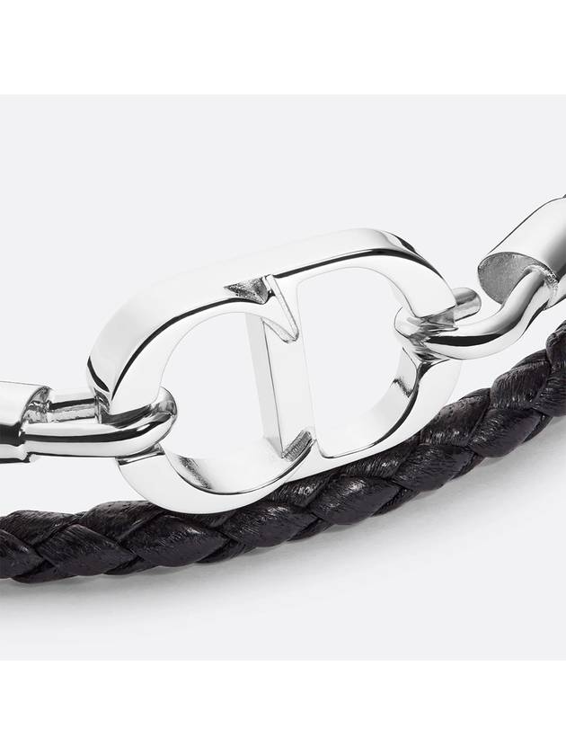 CD Icon Braided Leather Bracelet Black - DIOR - BALAAN 3