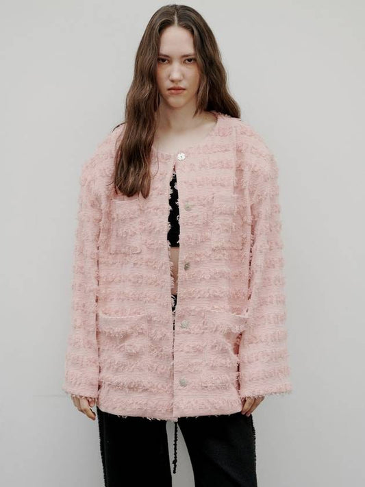 Unisex Over Fit Tweed Jacket Pink - AACA - BALAAN 1