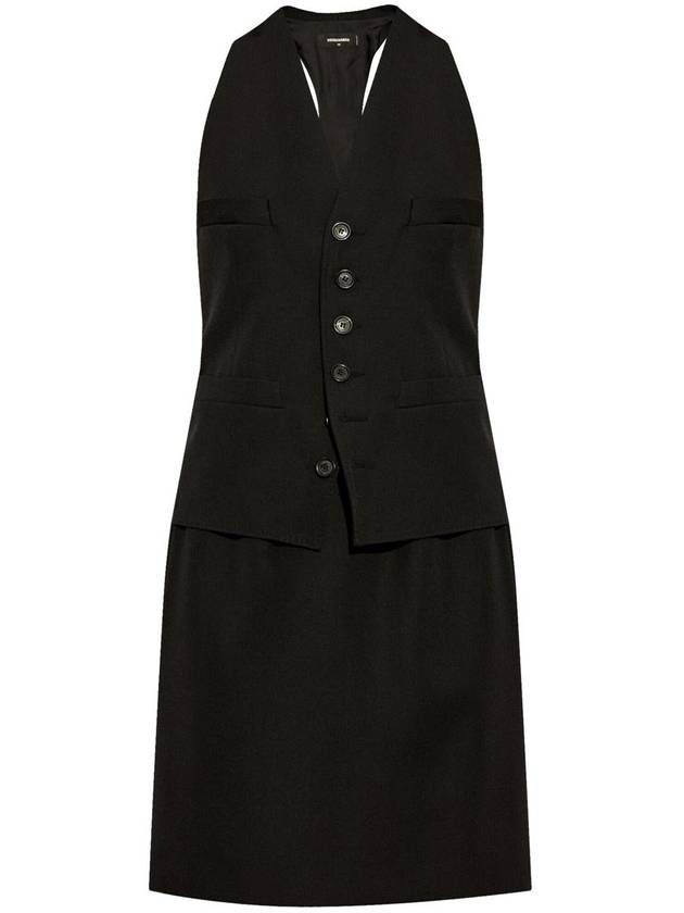 DSQUARED2 V-Neck Wool Dress - DSQUARED2 - BALAAN 1