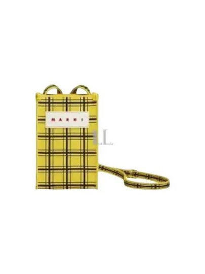 Plaid Logo Patch Checked Cross Bag Yellow - MARNI - BALAAN 2