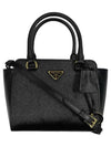 Triangle Logo Saffiano Leather Mini Tote Bag Black - PRADA - BALAAN 3