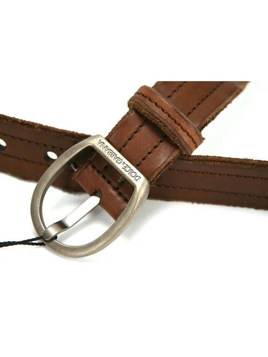 Antique Buckle Stitch Vintage Leather Belt Brown - DOLCE&GABBANA - BALAAN 2