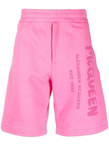 Men's Graffiti Logo Cotton Shorts Pink - ALEXANDER MCQUEEN - BALAAN 1