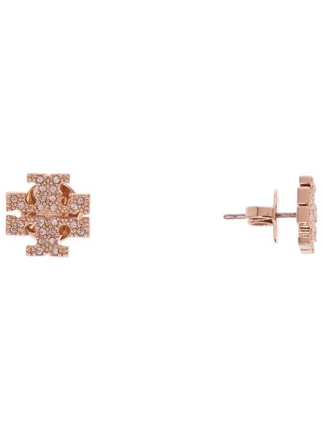 Crystal Logo Stud Earrings Rose Gold - TORY BURCH - BALAAN 3