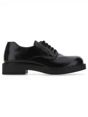 Brushed leather derby shoes - PRADA - BALAAN 1