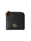 Double G Bamboo Leather Card Wallet Black - GUCCI - BALAAN 1