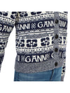 logo wool mix jacquard cardigan blue - GANNI - BALAAN 7