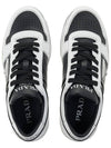 Men's Downtown Triangle Logo Leather Low Top Sneakers Black White - PRADA - BALAAN 7