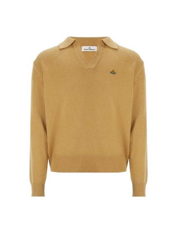 Football Polo Wool Knit Top Beige - VIVIENNE WESTWOOD - BALAAN 1