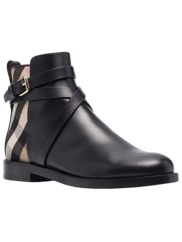 House Checked Leather Ankle Boots - BURBERRY - BALAAN.