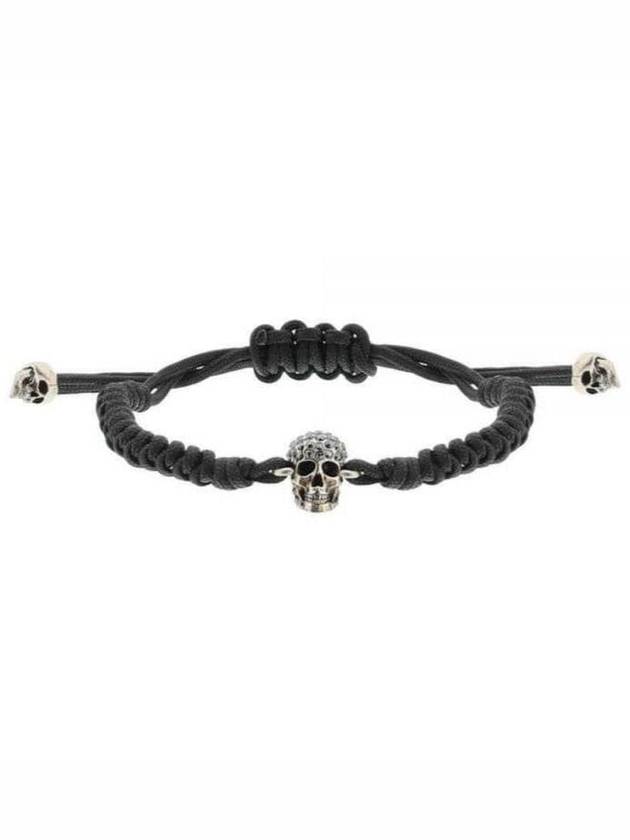 Pave Skull Cotton Bracelet Black - ALEXANDER MCQUEEN - BALAAN 2