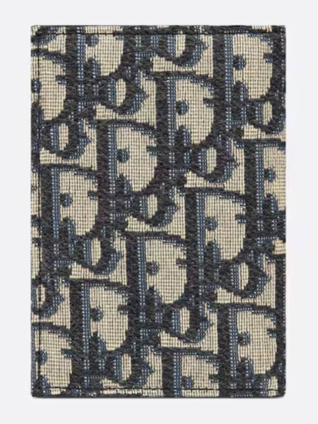 Vertical Half Card Holder Beige And Black  Oblique Jacquard - DIOR - BALAAN 6