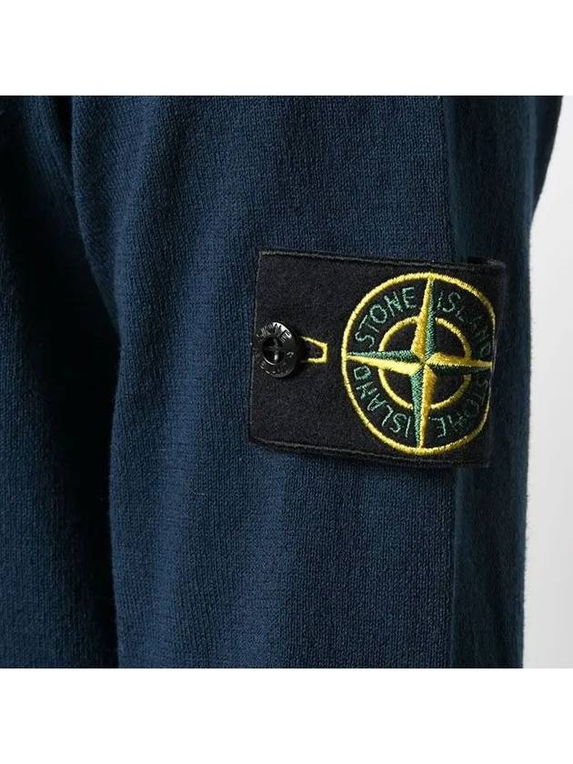 Men's Wappen Patch Crew Neck Cotton Knit Top Navy - STONE ISLAND - BALAAN 7