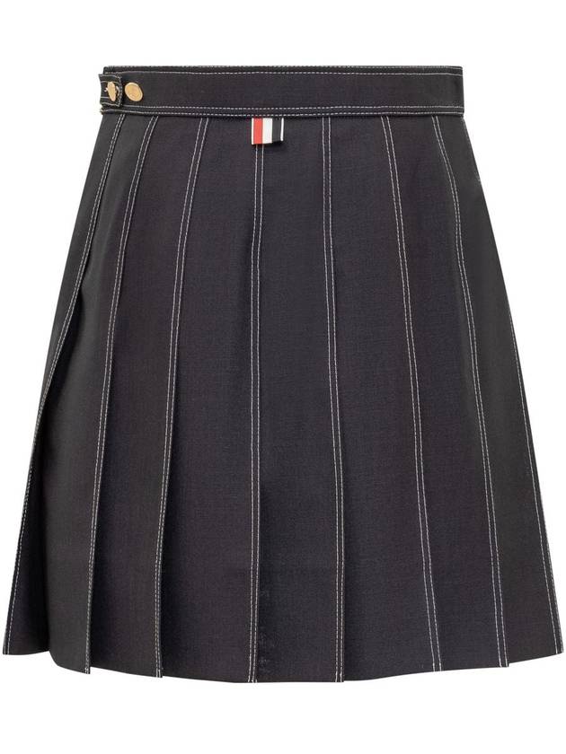 Short Pleated Skirt Navy - THOM BROWNE - BALAAN 3