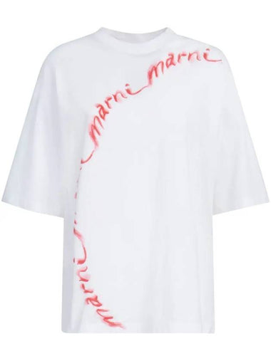 Wave Logo Cotton Short Sleeve T-Shirt White - MARNI - BALAAN 1