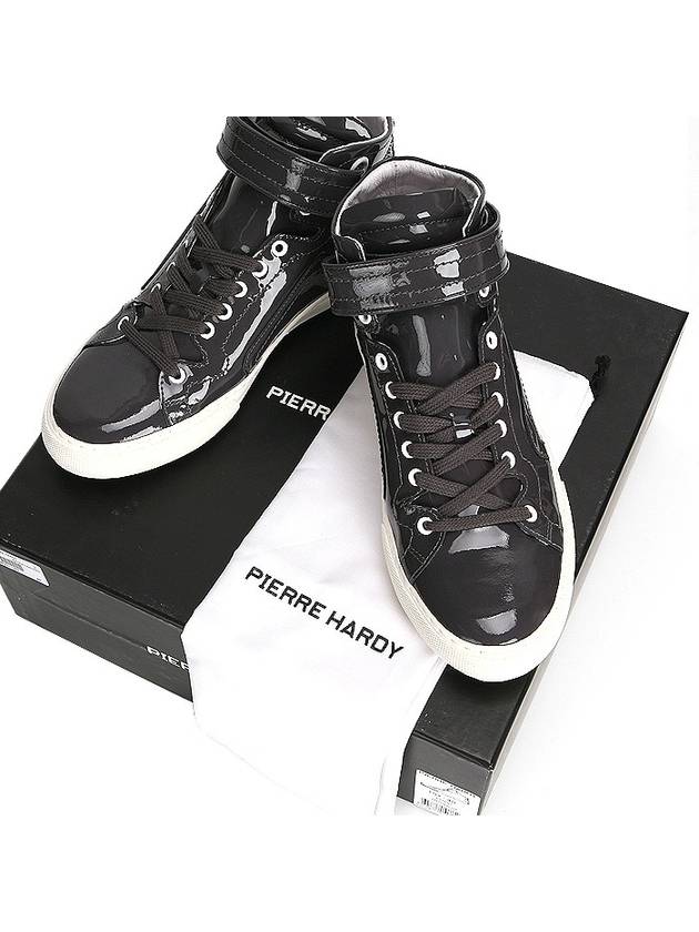 Men's PATENT ANTHRACITE Leather High Top Sneakers Black - PIERRE HARDY - BALAAN 9