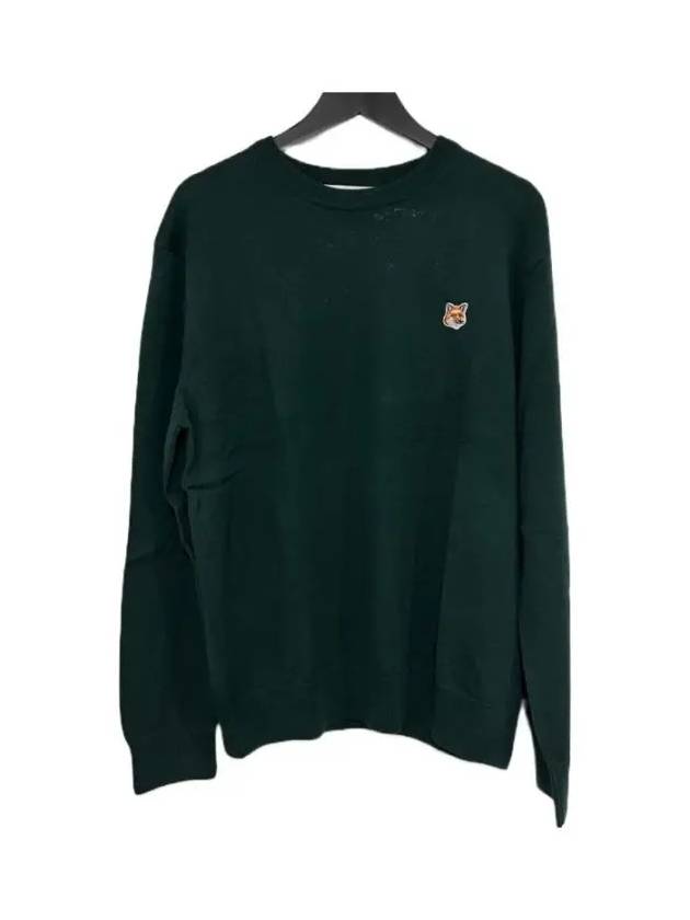 Fox Head Patch Classic Round Neck Knit Top Deep Green - MAISON KITSUNE - BALAAN 2