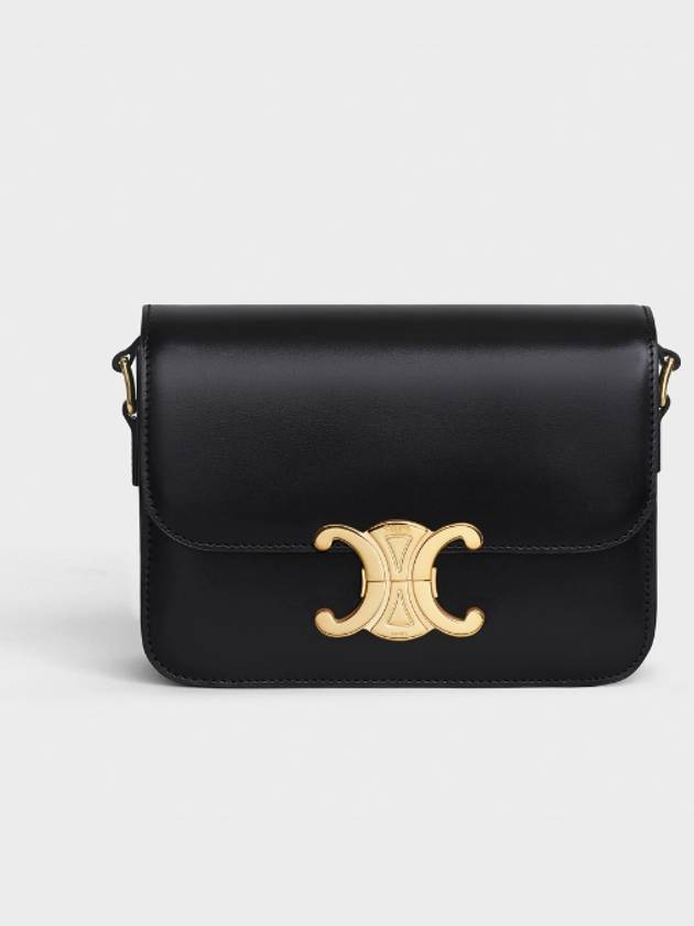 Teen Triomphe Shiny Calfskin Cross Bag Black - CELINE - BALAAN 2