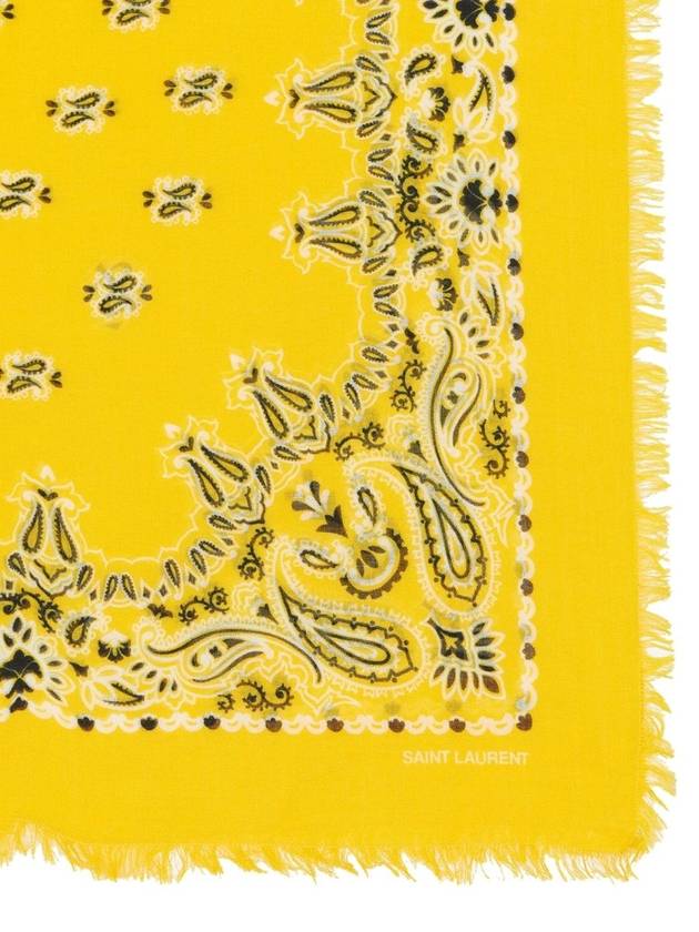 Paisley Pattern Modal Cash Scarf Yellow - SAINT LAURENT - BALAAN 3