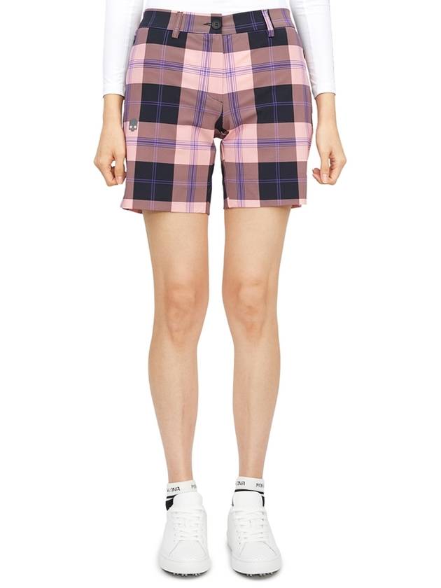 Women's Check Golf Shorts Pink - HYDROGEN - BALAAN 2
