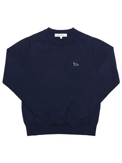 Women's Baby Fox Patch Regular Knit Top Deep Navy - MAISON KITSUNE - BALAAN 2