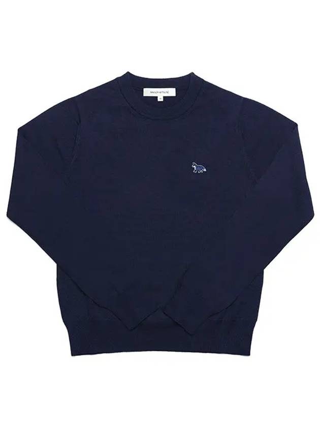 Women's Baby Fox Patch Regular Knit Top Deep Navy - MAISON KITSUNE - BALAAN 4