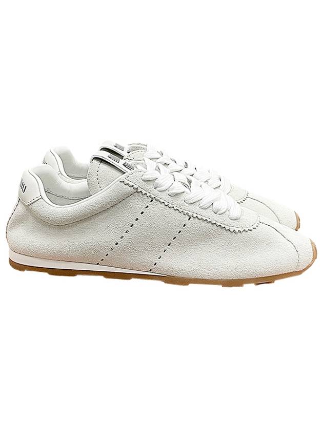 Suede Low Top Sneakers White - MIU MIU - BALAAN 3