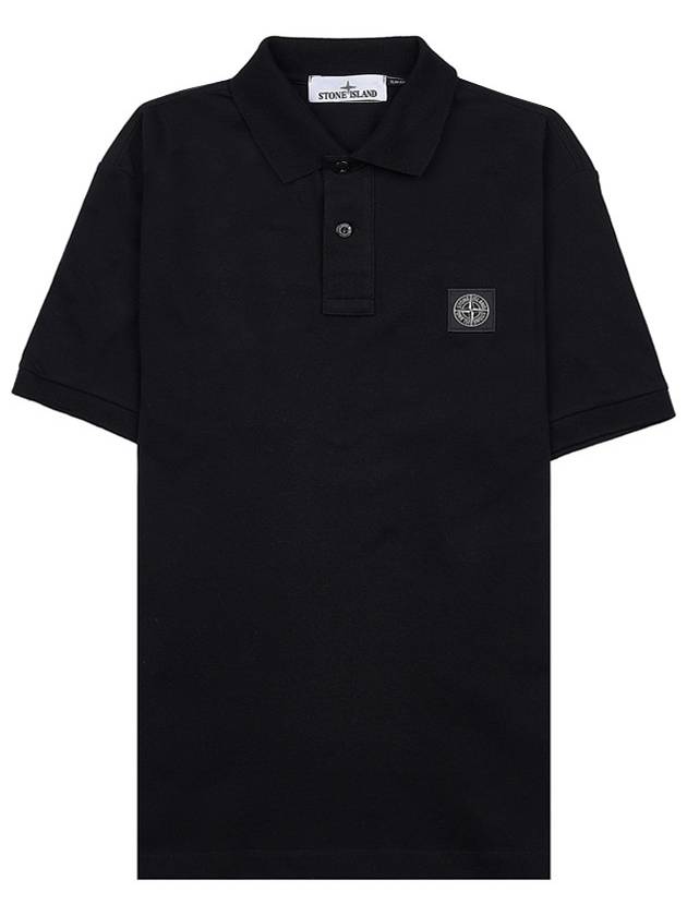 Pique Stretch Cotton Short Sleeve Polo Shirt Black - STONE ISLAND - BALAAN 10