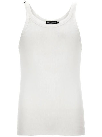 Logo Patch Detail Tank Top Sleeveless White - DOLCE&GABBANA - BALAAN 2