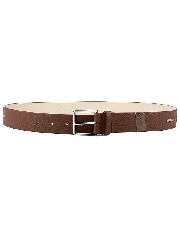 Signature Stripe Trim Leather Belt Brown - PAUL SMITH - BALAAN 3