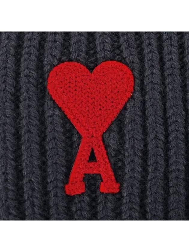 Embroidered Logo Wool Beanie Grey - AMI - BALAAN 4