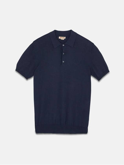 Knit Short Sleeve Polo Shirt Navy - BARACUTA - BALAAN 2