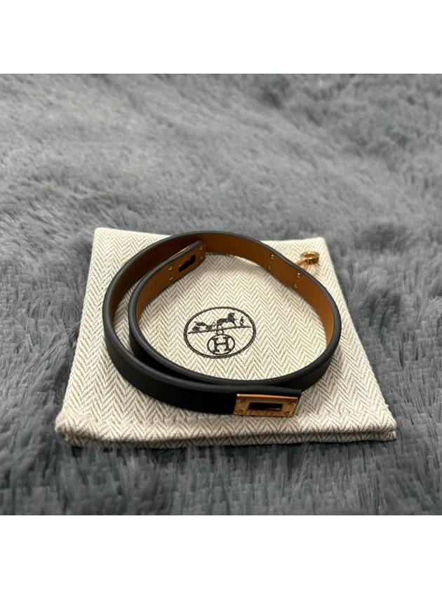 Mini Kelly Double Tour Bracelet Noir - HERMES - BALAAN 4