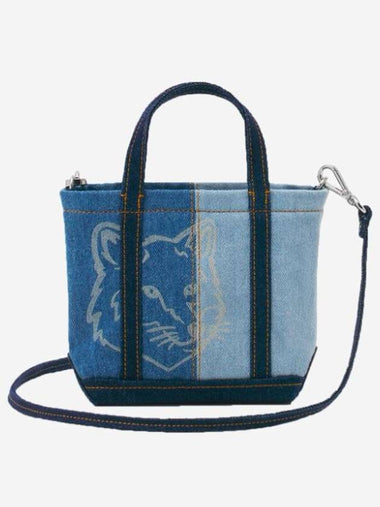 Fox Head Mini Denim Tote Bag - MAISON KITSUNE - BALAAN 1